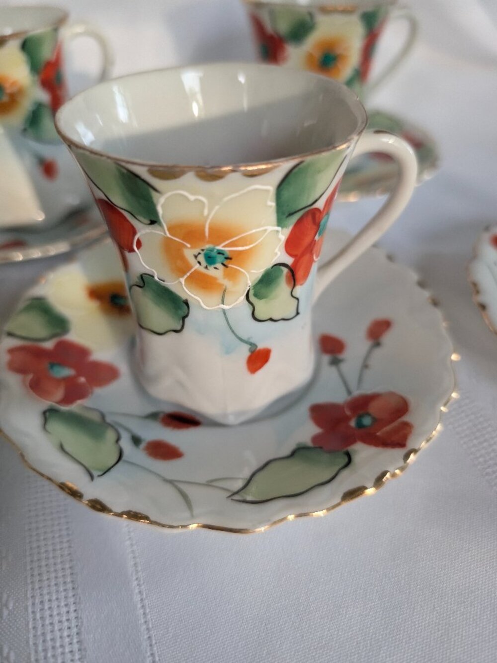 Gorgeous Antique Nippon TE-OH Tea Set Hand Painted Floral Design - Picture 2 of 14
